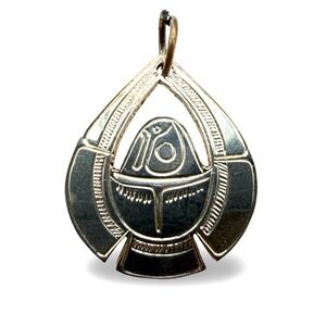 Vintage Eagle Teardrop Pendant  Silver Tone PS 82 Attributed Paddy Seaweed